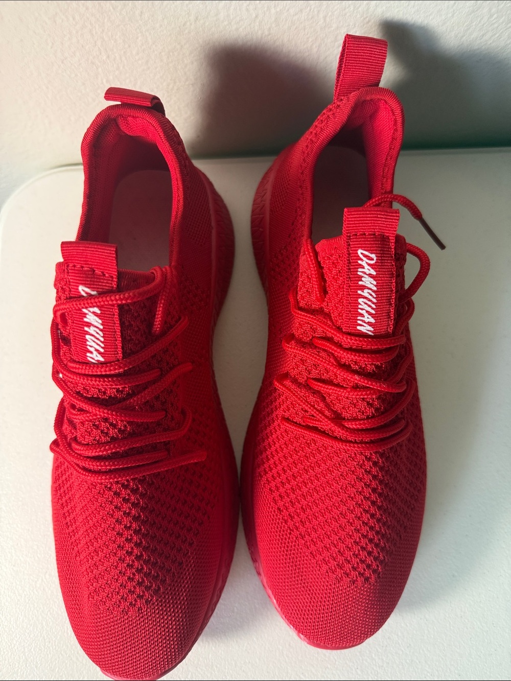 Red Daryllan Men's Lightweight Knit Sneakers - Picture 2 of 3